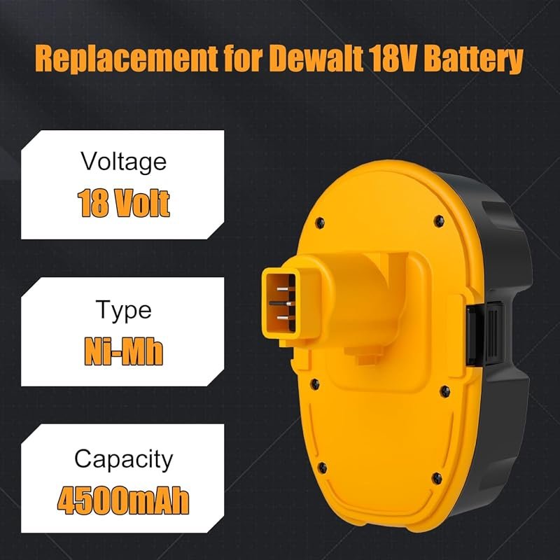 2-Pack 4500mAh 18V Replacement Battery for DeWalt DC9096 DC9098 DC9099