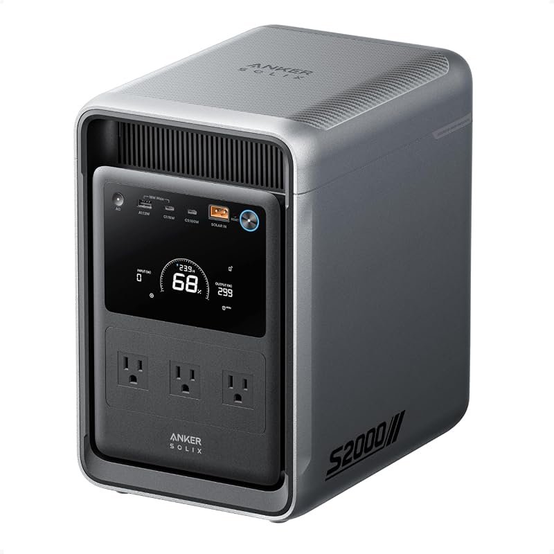 Anker SOLIX S2000 Portable Power Station, 1500W Solar Generator with 2