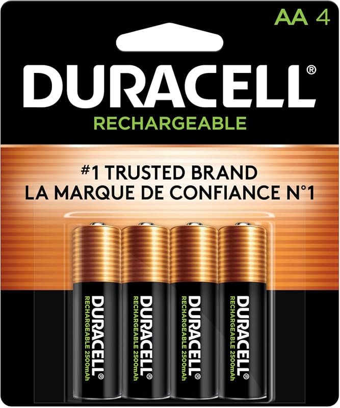 Duracell 4-Pack Rechargeable AA Batteries, Long-Lasting Pre-Charged Ni