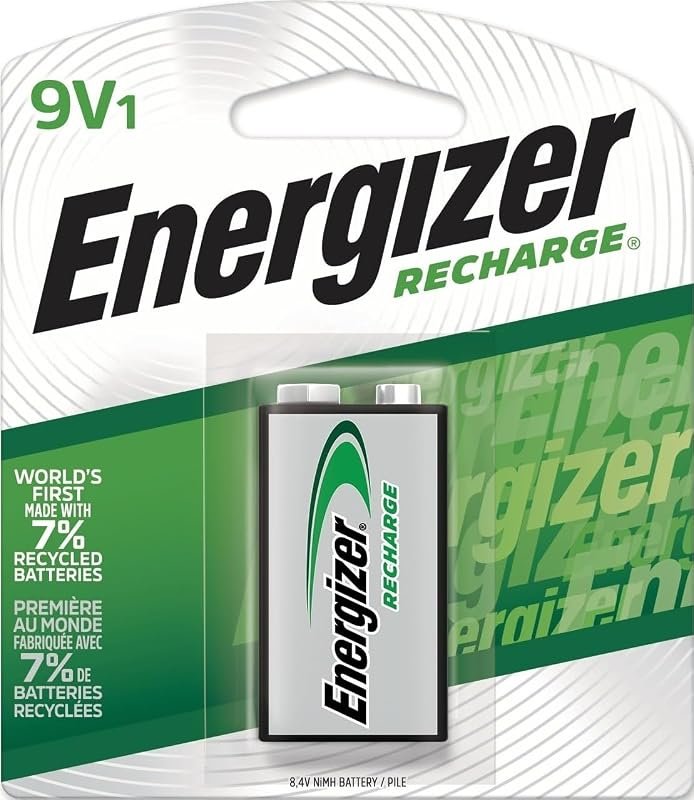 Energizer Recharge Universal 9V Battery, Long Lasting Rechargeable 9 V