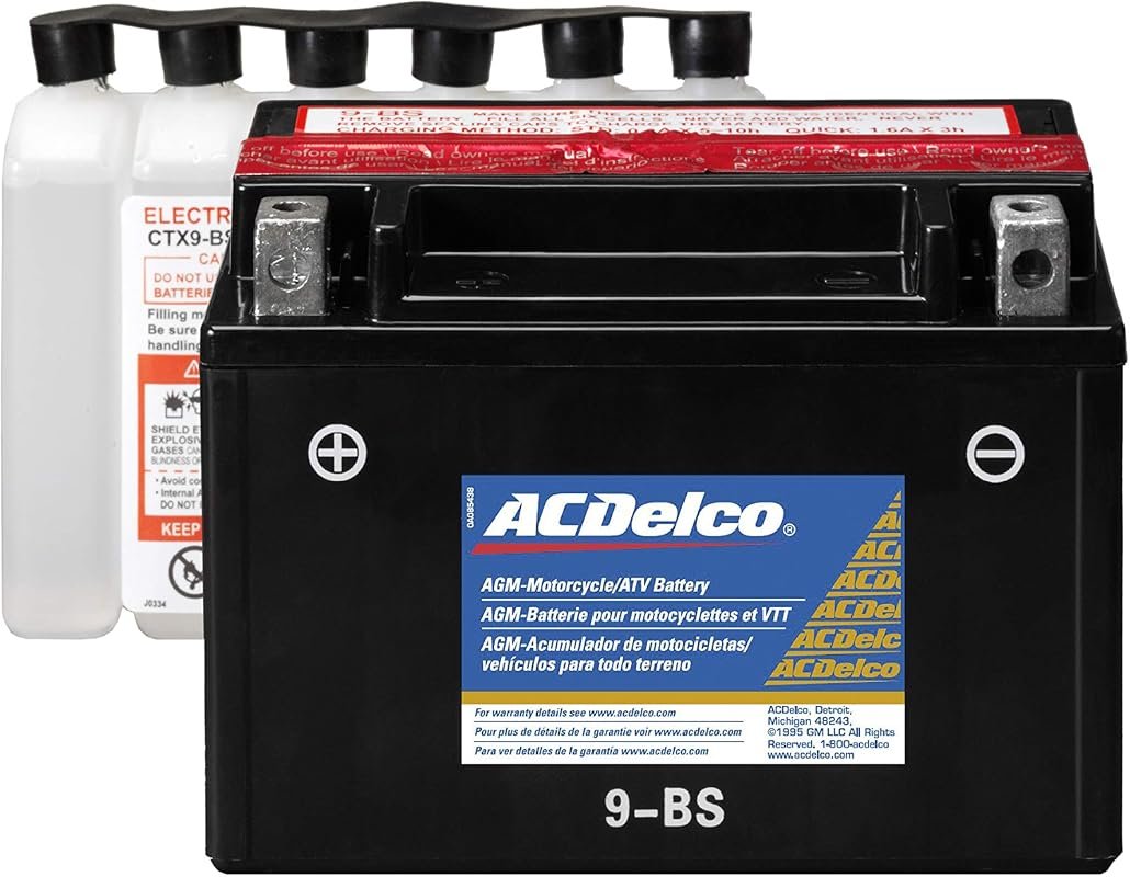 ACDelco Gold ATX9BS Powersports AGM Battery, Reliable 12V JIS 9-BS Rep