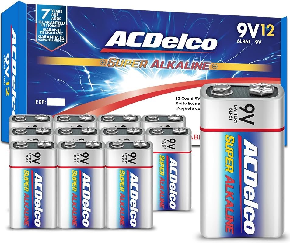 ACDelco 9 Volt Alkaline Batteries, Maximum Power Long Lasting Super Al