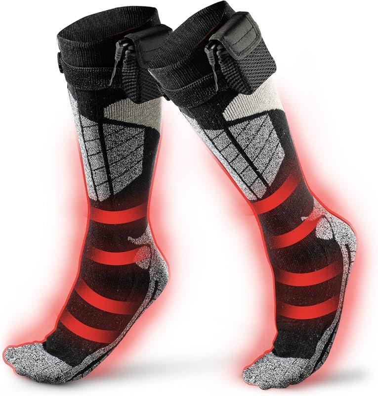 Rechargeable Battery Powered Heated Ski Socks for Men and Women to Kee