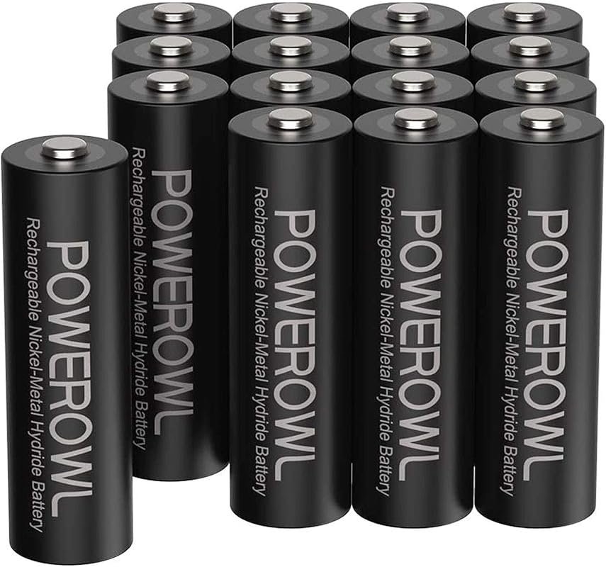 POWEROWL 16-Pack AA Rechargeable Batteries, 2800mAh High Capacity NiMH