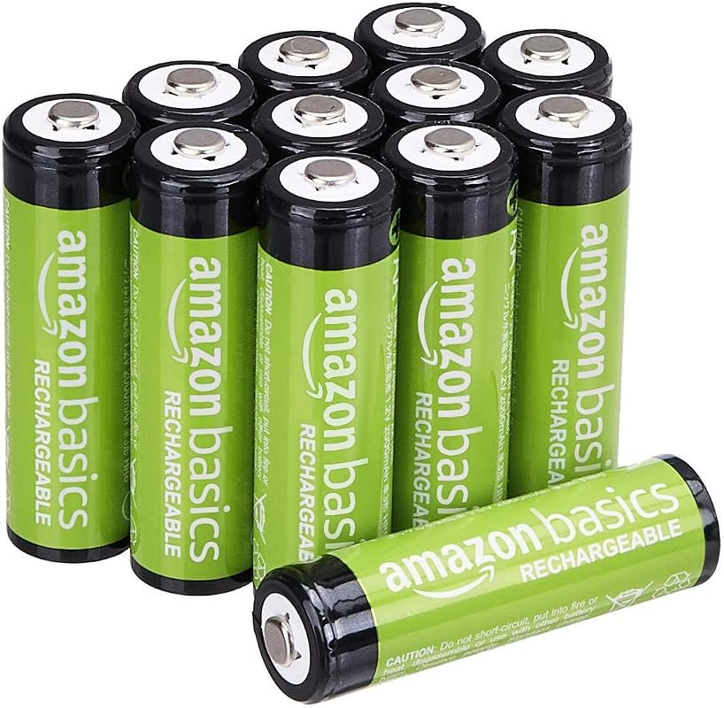 Amazon Basics 12-Pack Rechargeable AA NiMH Batteries, 2000mAh Pre-Char