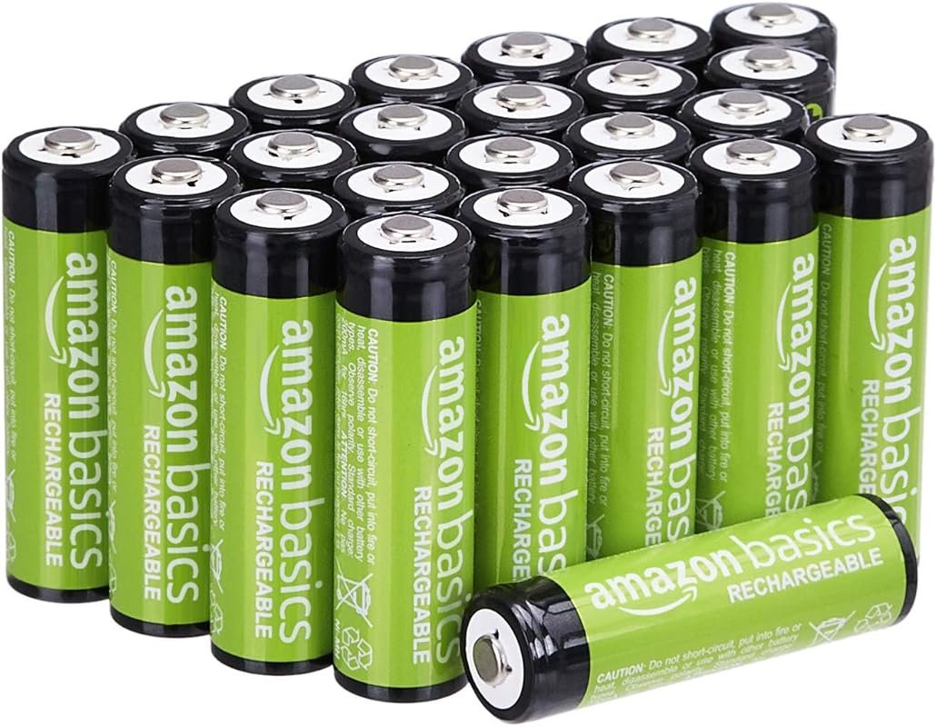 Amazon Basics 24-Pack Rechargeable AA NiMH Batteries, 2000mAh Pre-Char