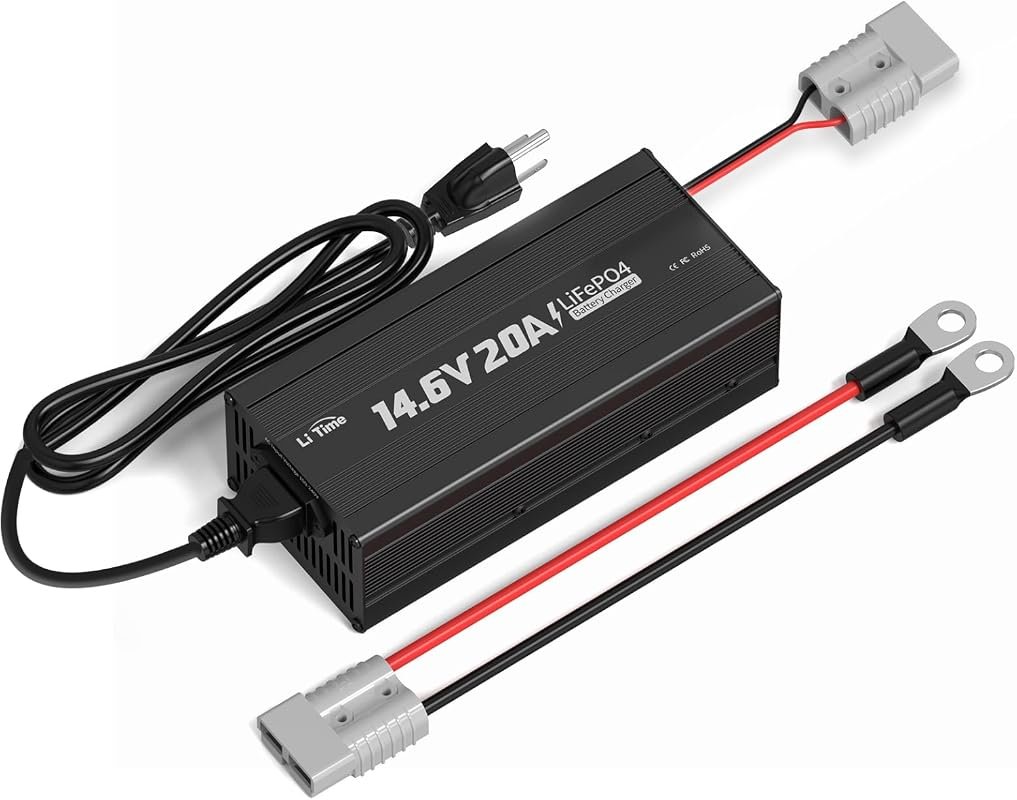 LiTime 12V 20A Lithium Battery Charger 14.6V Smart AC-DC Charger with