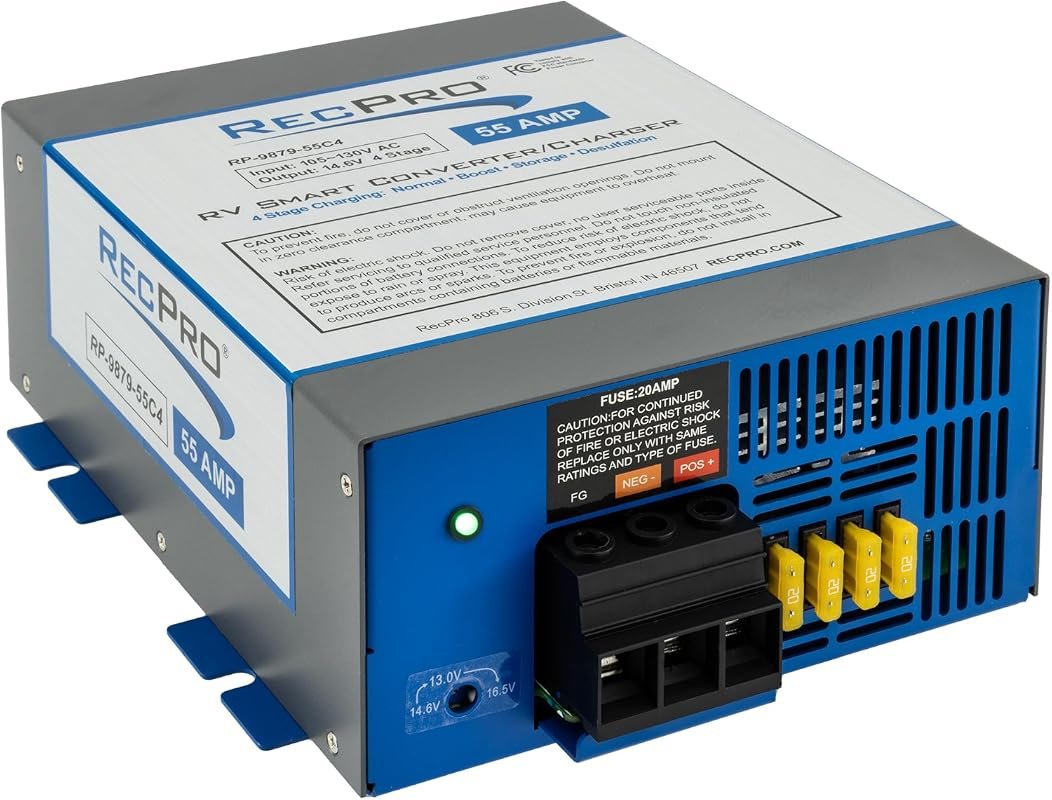 RecPro 55 Amp RV Power Converter and Smart Battery Charger with Advanc