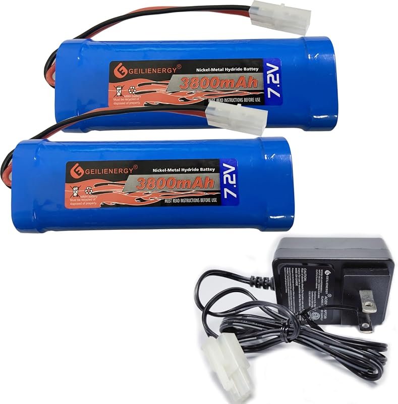 7.2V 3800mAh NiMH RC Battery 2-Pack with Smart Charger, Standard Tamiy
