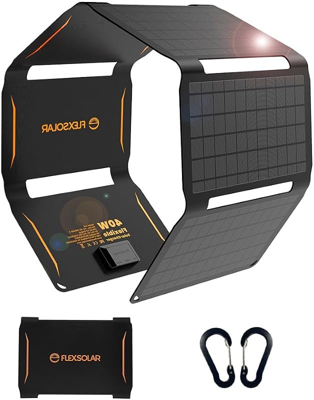 FlexSolar 40W Foldable Portable Solar Panel Charger with USB-C and DC 