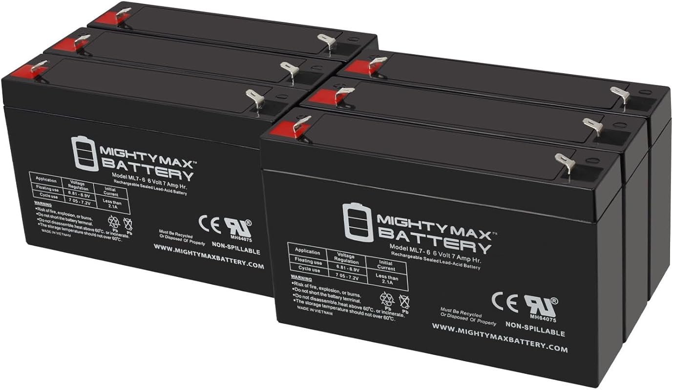 Mighty Max Battery 6V 7AH Sealed Lead Acid Battery with F1 Terminal, C