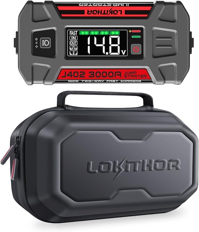 LOKITHOR J402 3000A 12V Car Battery Jump Starter for Large Gas and Die