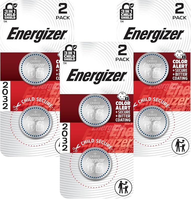 Energizer 2032 3V Lithium Coin Batteries with 3-in-1 Child Safety Shie