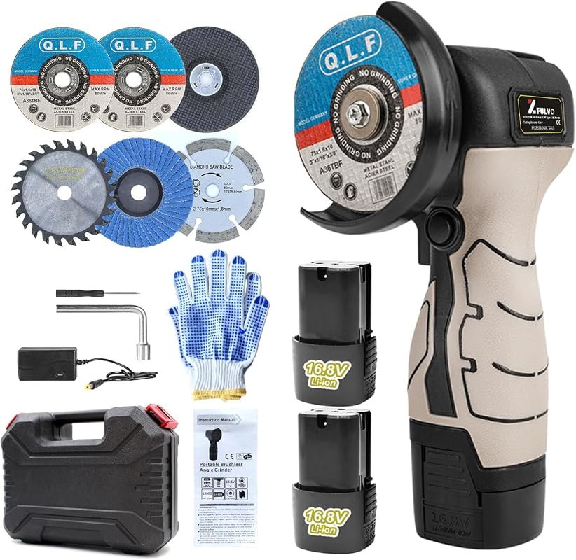 ZFULVO 16.8V Cordless Brushless Angle Grinder Kit