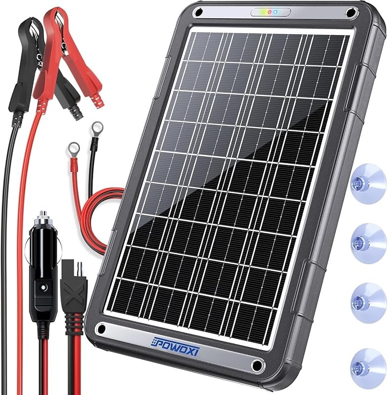 POWOXI 15W 12V Solar Battery Trickle Charger Maintainer with MPPT Cont