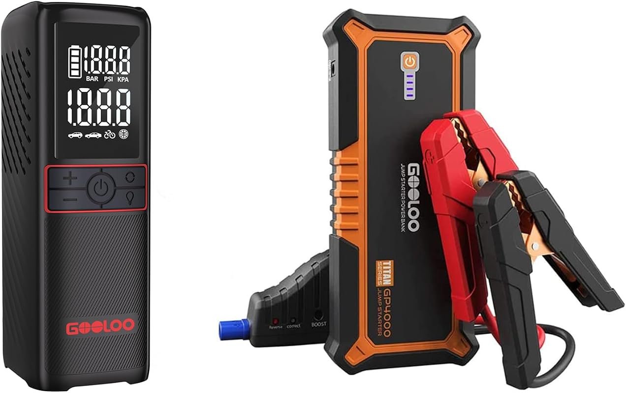 GOOLOO GT160 Portable 4000A Peak Car Jump Starter with 12V Air Compres