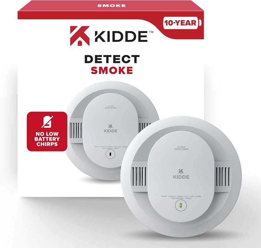 Kidde 10-Year Sealed Battery Powered Smoke Detector with LED Status Li