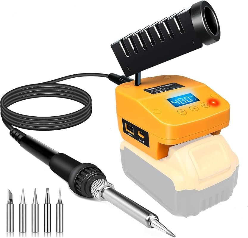 Cordless Soldering Iron Station for Dewalt 20V Max Battery with USB an