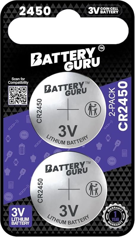 CR2450 3V Replacement Smart Key Battery Pack of 2 for 2024-2026 Toyota