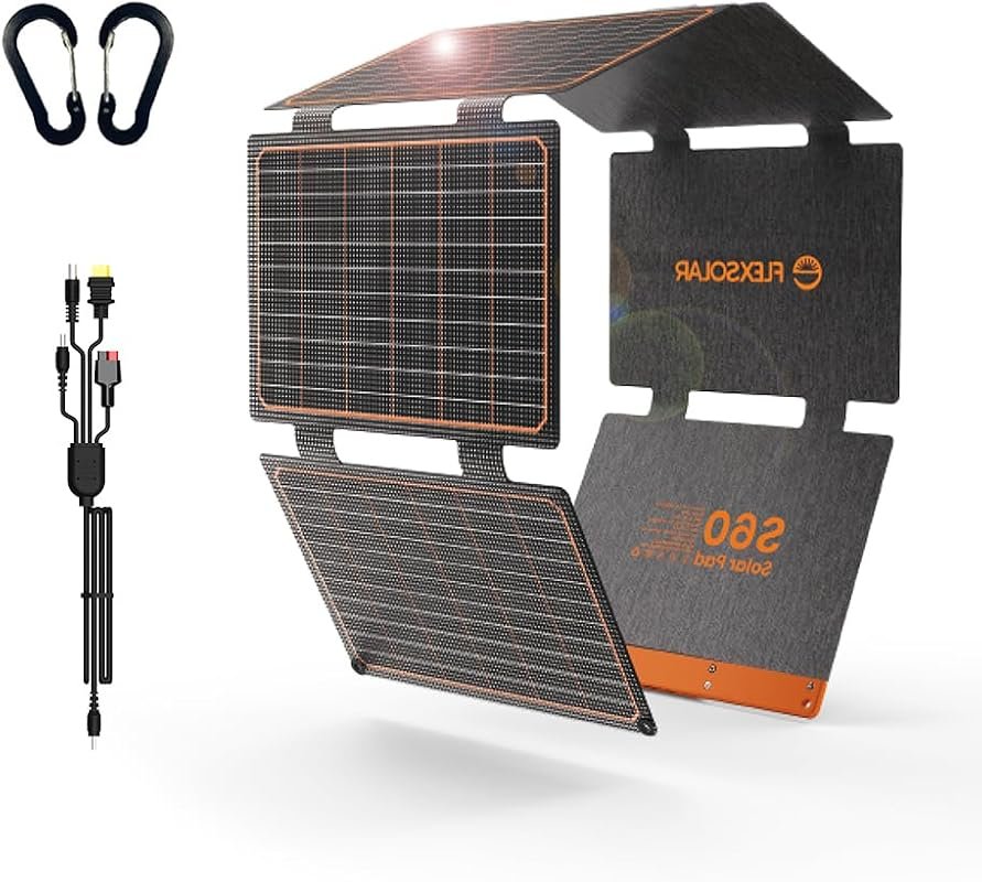 FlexSolar 60W Foldable Portable Solar Panel Charger, IP67 Waterproof w