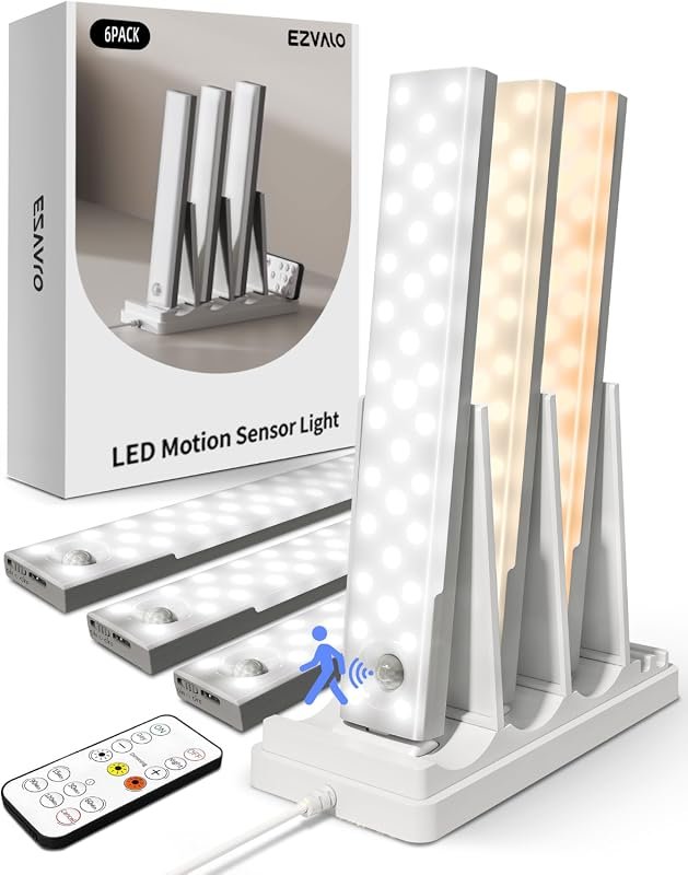 EZVALO Under Cabinet Lighting 6-Pack with Charging Station, Remote, Mo