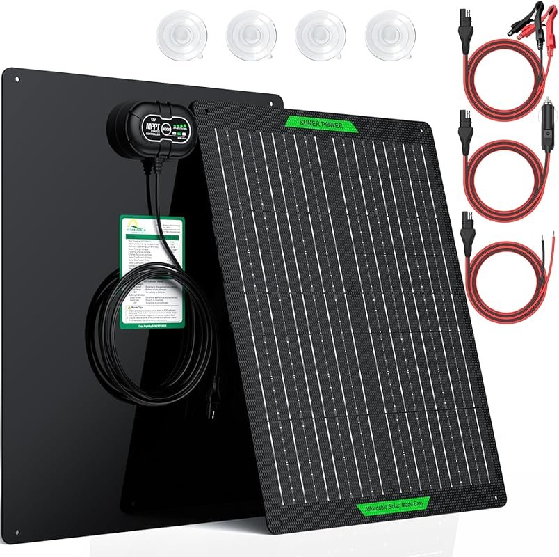 SUNER POWER 30W 12V Solar Battery Charger Maintainer with Built-in MPP