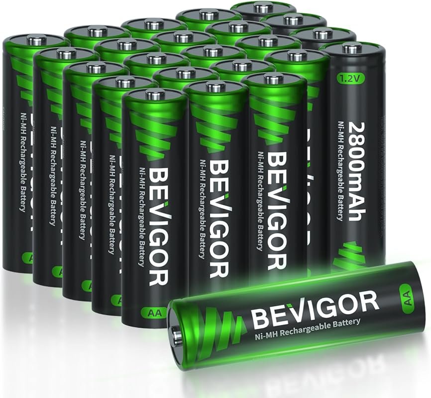 BEVIGOR 24-Pack Rechargeable AA Batteries, 2800mAh NiMH Pre-Charged Do