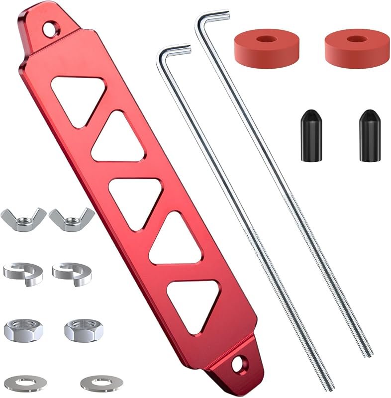 BFXM Red Universal 8.5 Inch Aluminum Alloy Battery Tie Down Hold Down 