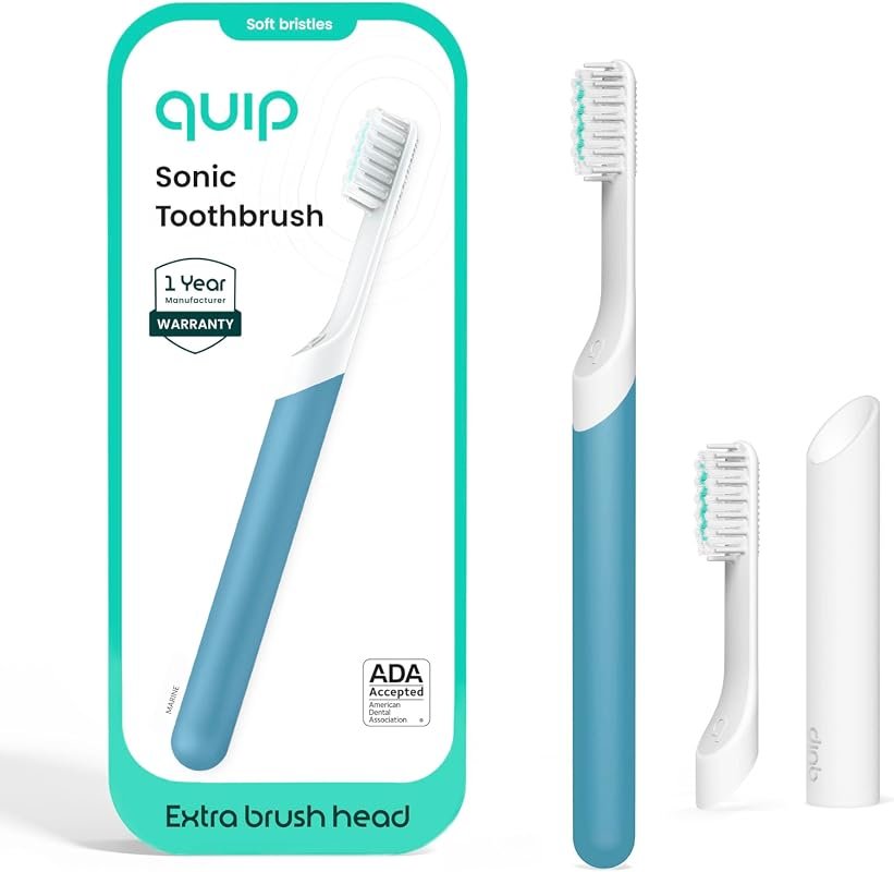 Quip Sonic Electric Toothbrush for Adults with Travel Case, Smart Time