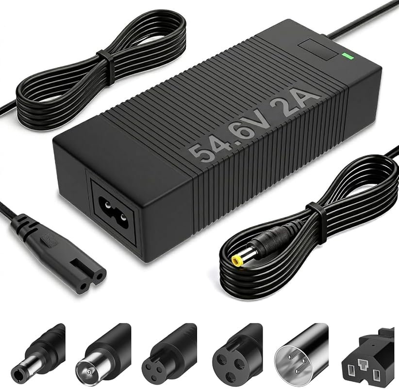 QKIIP 54.6V 2A Ebike Charger for 48V Lithium Battery with 7 Universal 