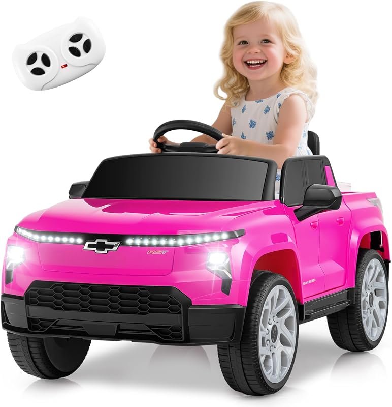 OLAKIDS Licensed Chevrolet Silverado 12V Electric Ride-on Car with Rem