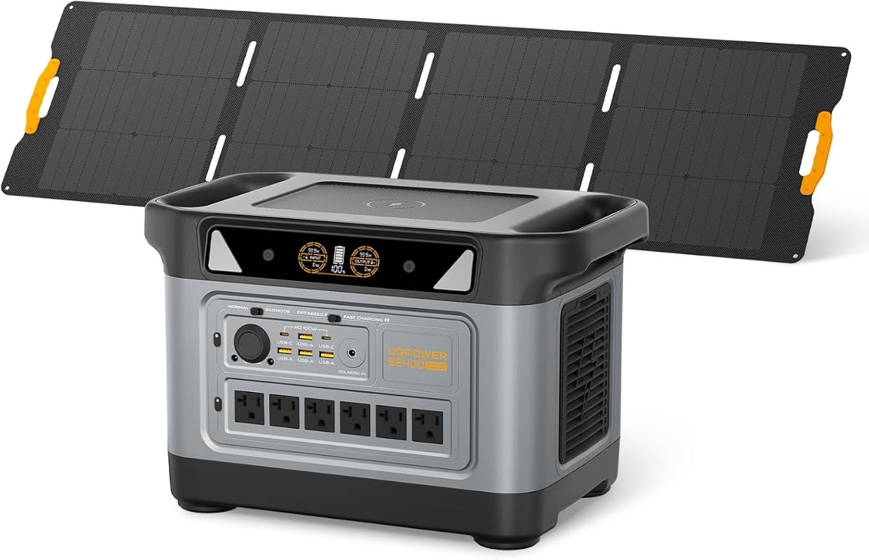 UDPOWER S2400 Portable Power Station 2083Wh LiFePO4 with 210W Solar Pa
