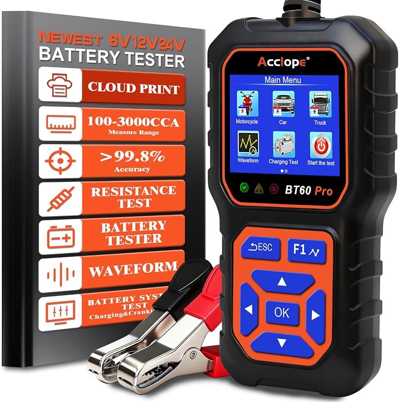 BT60 PRO 6V/12V/24V Car Battery and Alternator System Analyzer with QR