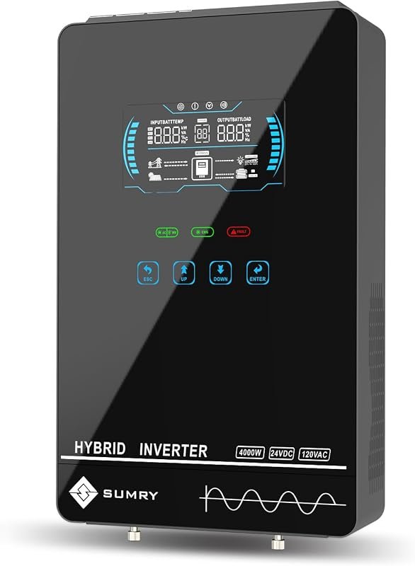 SUMRY 4000W Hybrid Solar Inverter 24V to 120V Pure Sine Wave with MPPT