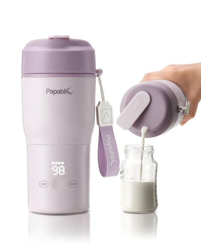 Papablic Portable Bottle Warmer, 85W Fast Heating, Rechargeable, Adjus