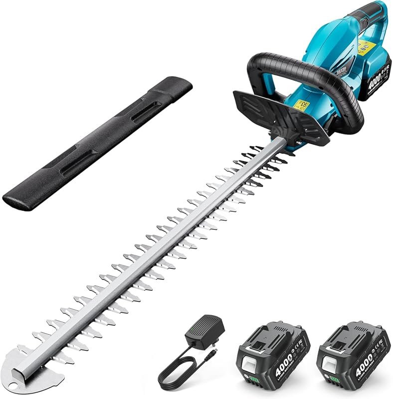 SEESII 20-Inch Cordless Hedge Trimmer with Dual 4.0Ah Batteries, 180-D