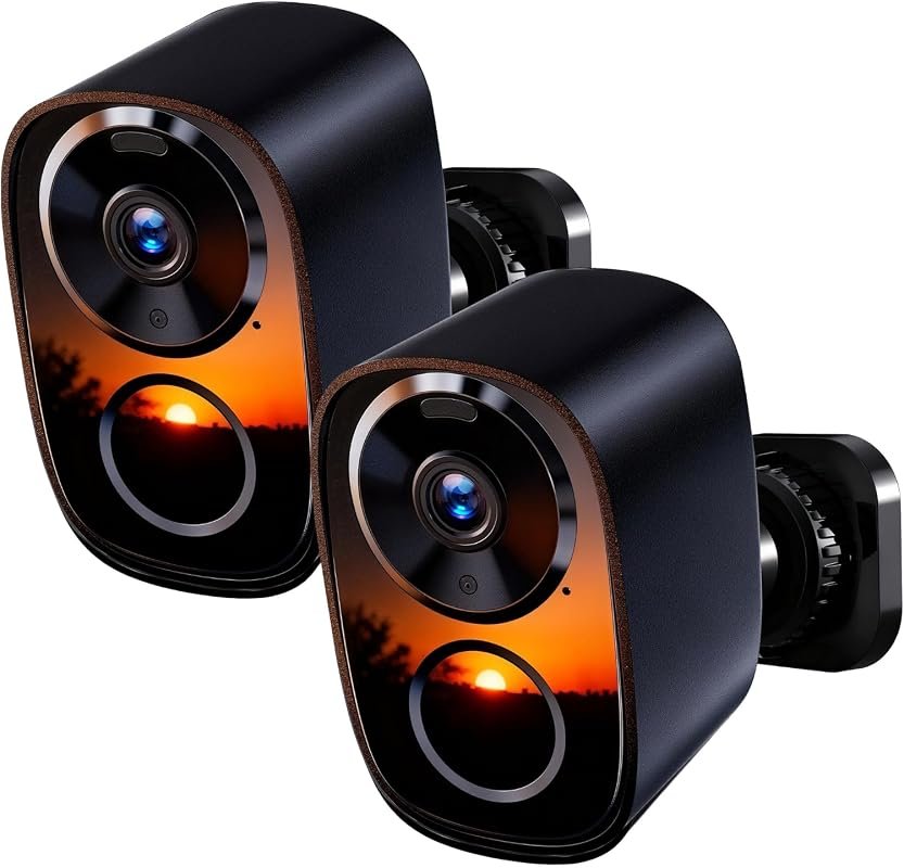 2K Wireless Outdoor Security Camera 2-Pack with Color Night Vision, Sp