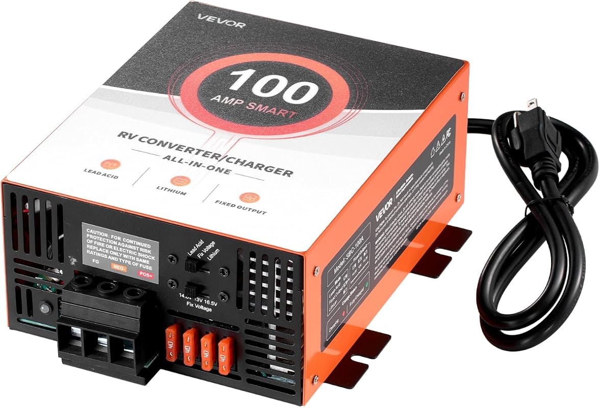 VEVOR 100 Amp RV Power Converter 110V AC to 12V DC Battery Charger wit