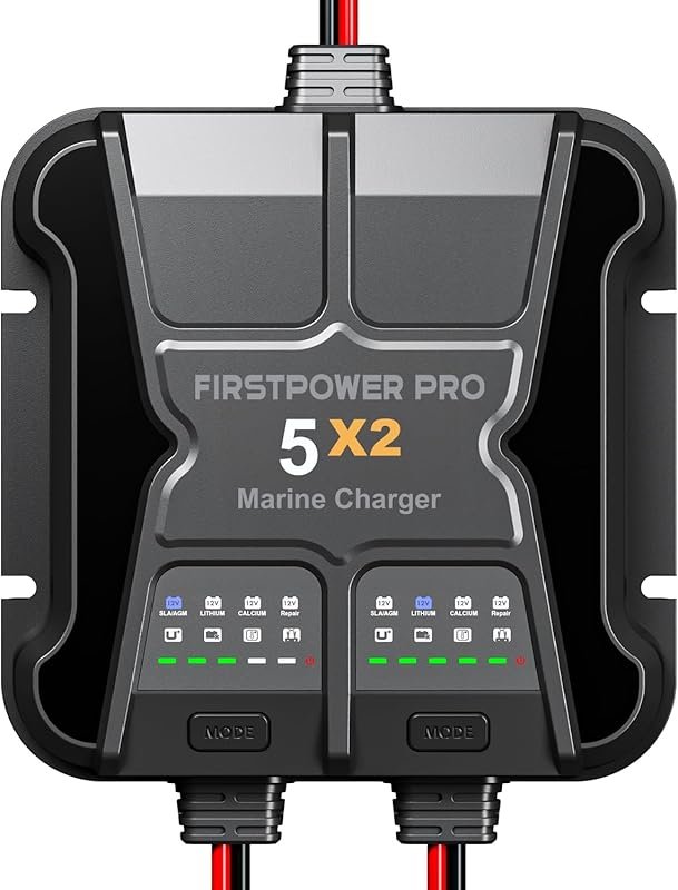 12V 2-Bank Marine Battery Charger 10A Waterproof Onboard Charger for L