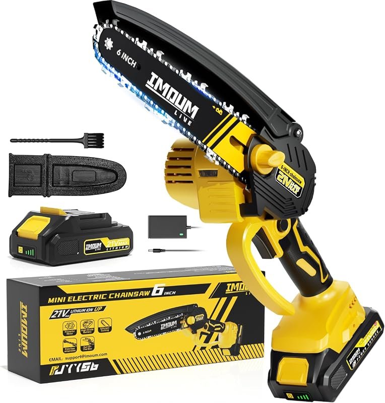 6-Inch Cordless Mini Chainsaw, 21V Battery Powered Electric Pruning Sa