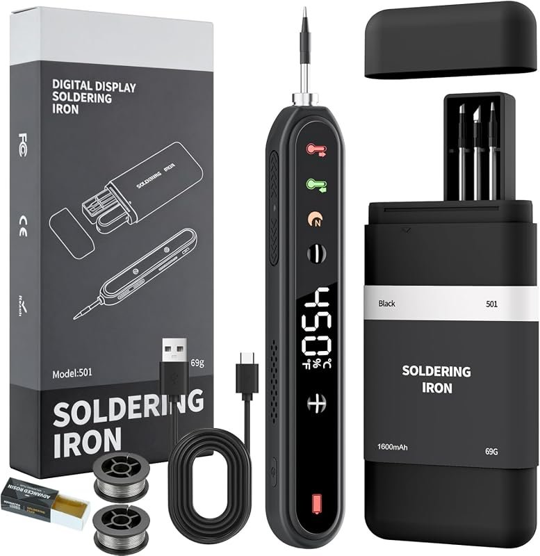 1600mAh Cordless Soldering Iron Kit with Type-C Charging, Fast Heat-Up