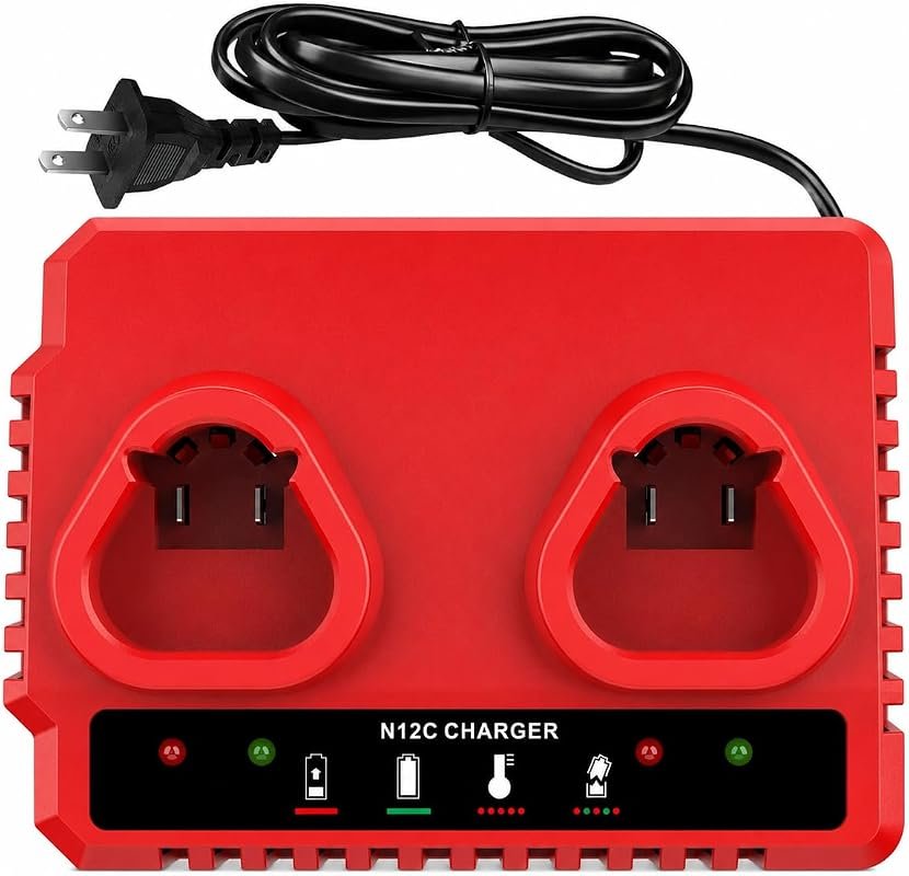 Dual Port 12V Battery Charger Station Compatible with Milwaukee M12 48
