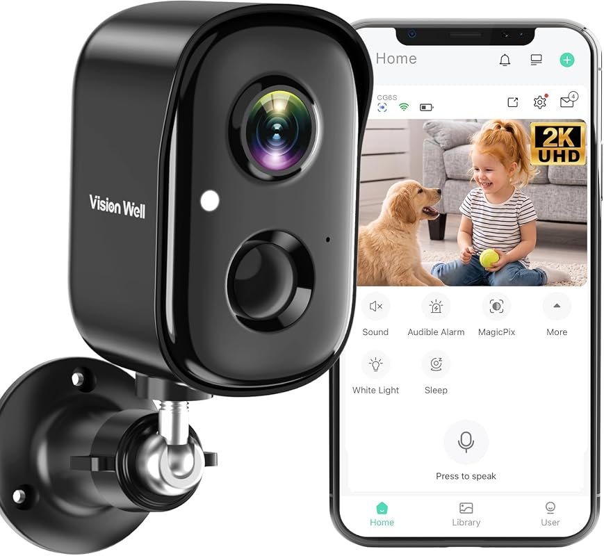 2K Wireless Outdoor Security Camera with AI Motion Detection, Color Ni