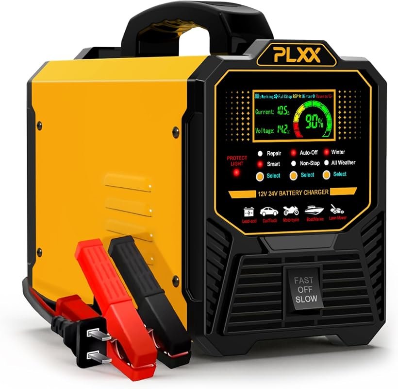 PLXX 12V 24V Automatic Smart Trickle Charger with Battery Repair and W