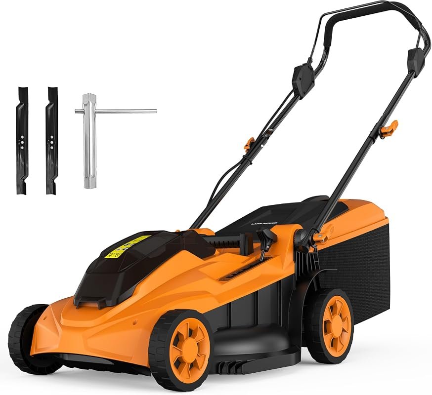 40V Cordless Electric Lawn Mower, 18-Inch Brushless Push Mower Compati