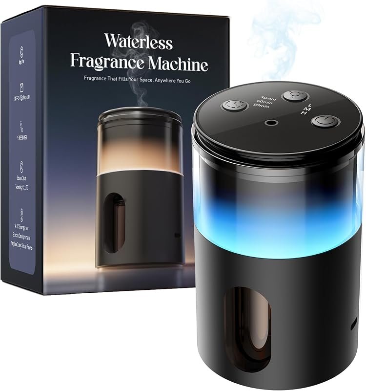 Waterless Essential Oil Diffuser with 9-Color LED, 48H Battery Life, 4