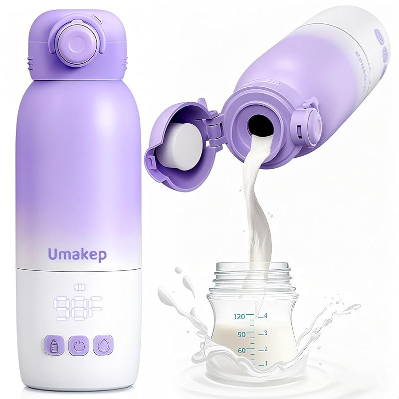 Portable Cordless 12oz Baby Bottle Warmer, Fast Heating with Smart Tem