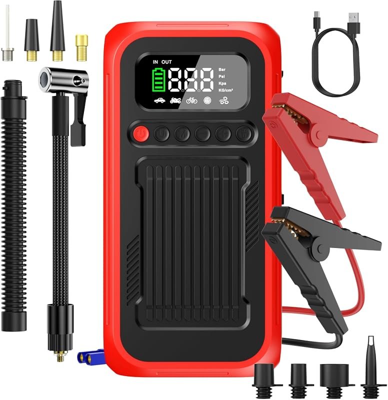 4000A Portable Car Jump Starter with 150 PSI Digital Tire Inflator and