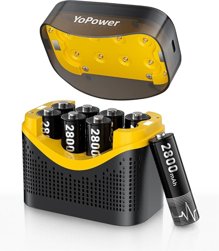 8-Pack AA Batteries with Charger