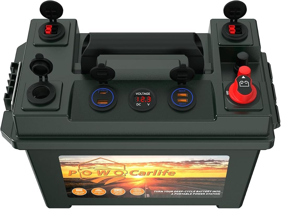 Waterproof 12V Battery Box for LiFePO4 with Master Switch, Anderson Pl